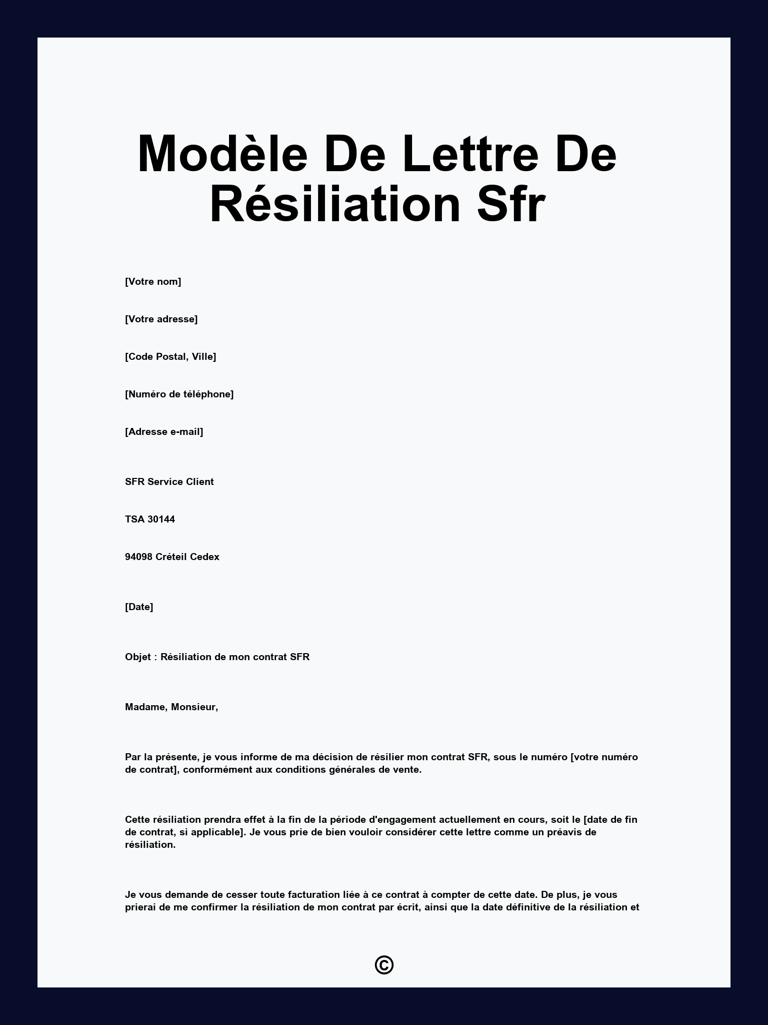 Modèle De Lettre De Résiliation Sfr
