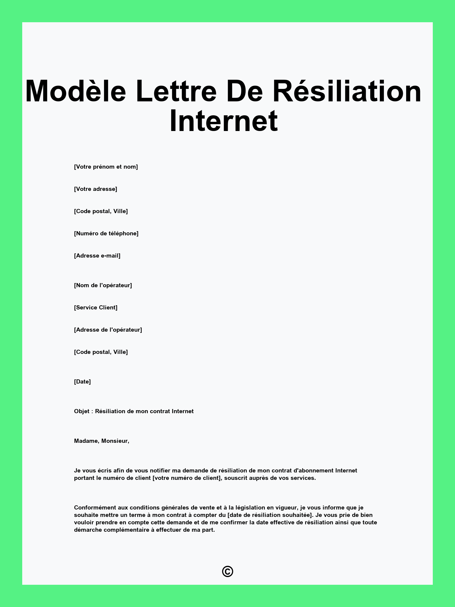modele de lettre de résiliation free internet