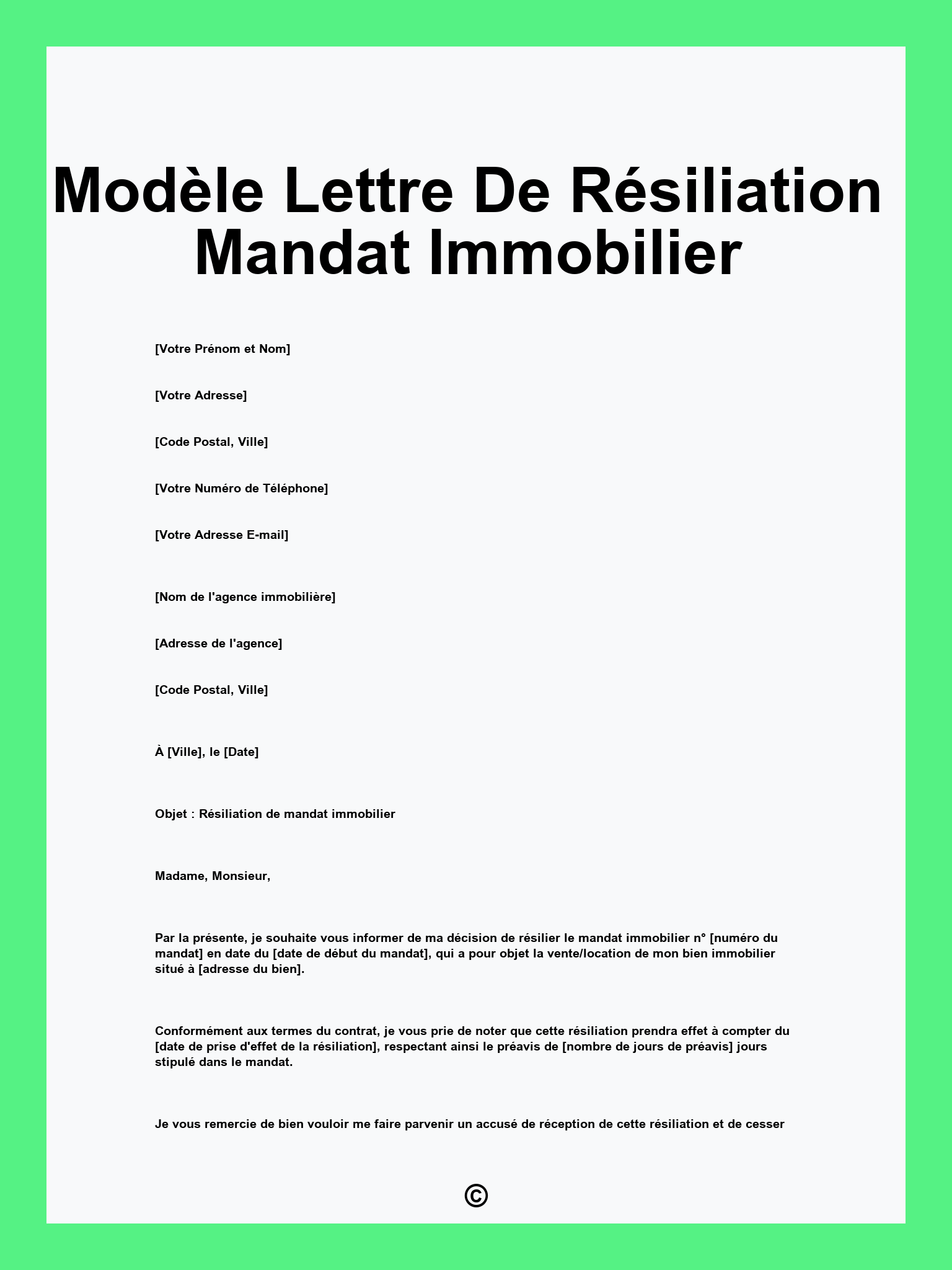 Mod le Lettre De R siliation Mandat Immobilier Mod le Lettre De R siliation Mandat Immobilier