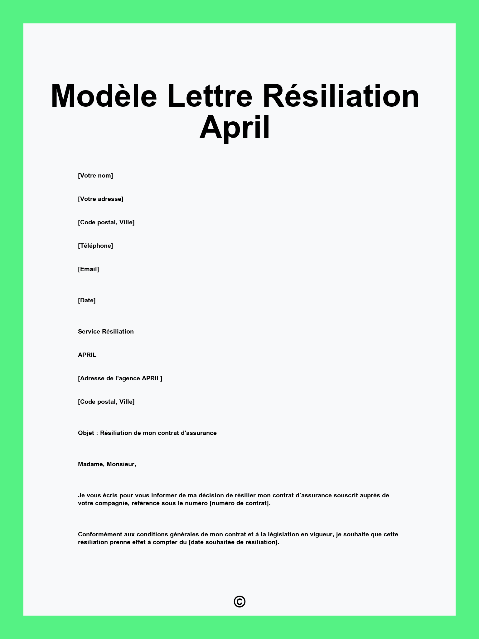 Modèle Lettre Résiliation April