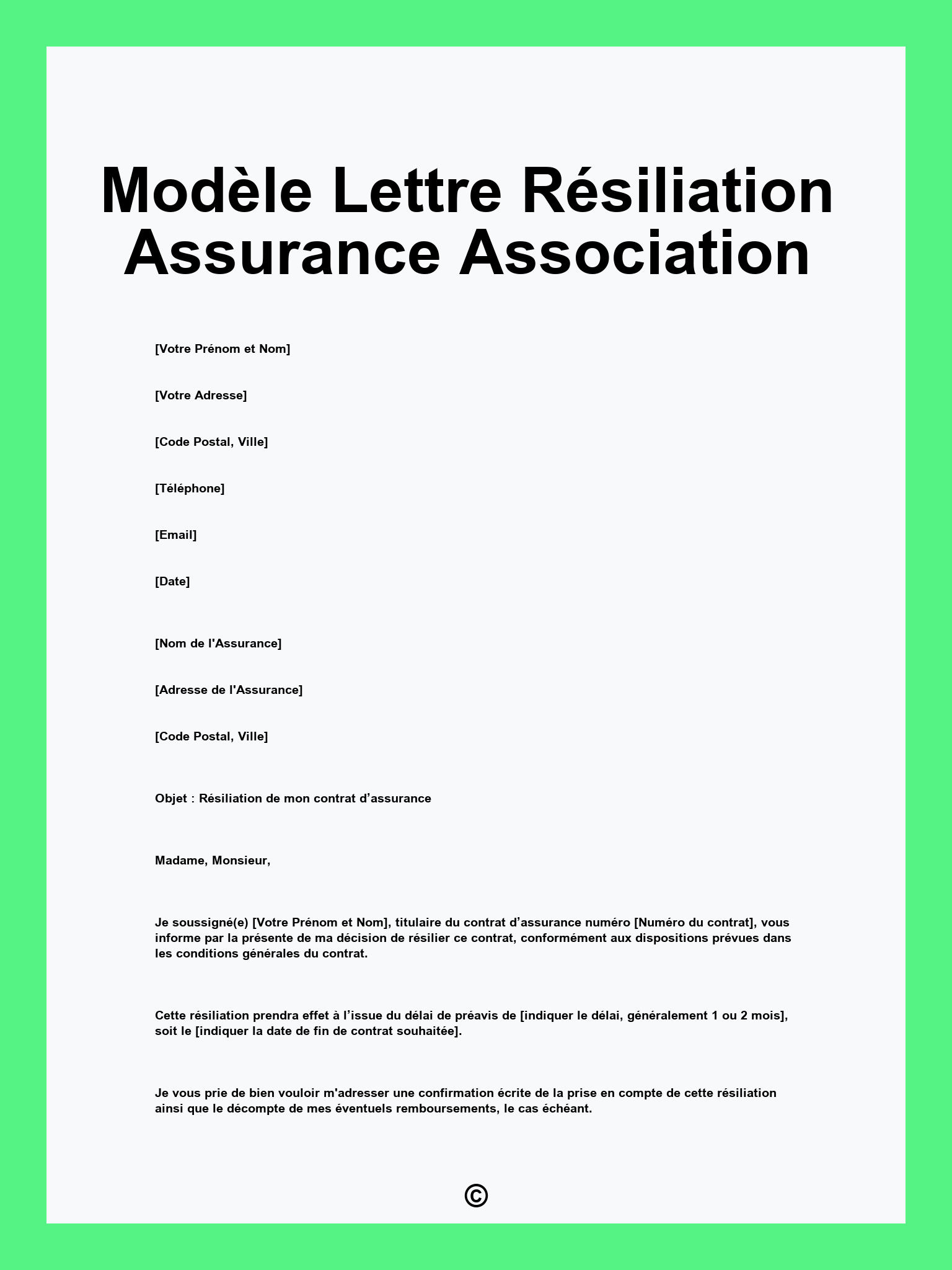 Modèle Lettre Résiliation Assurance Association