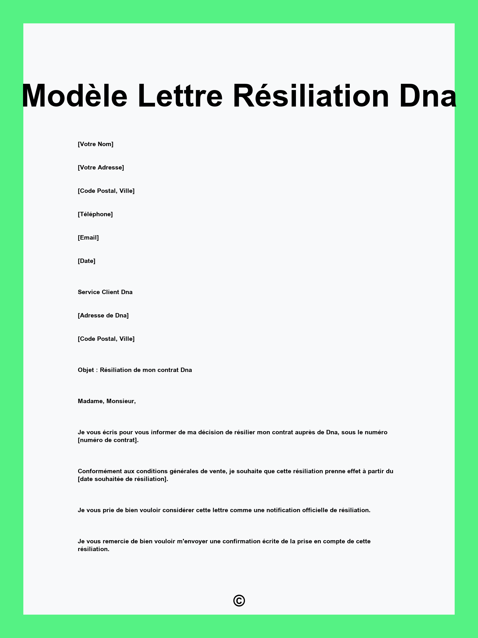 Modèle Lettre Résiliation Dna