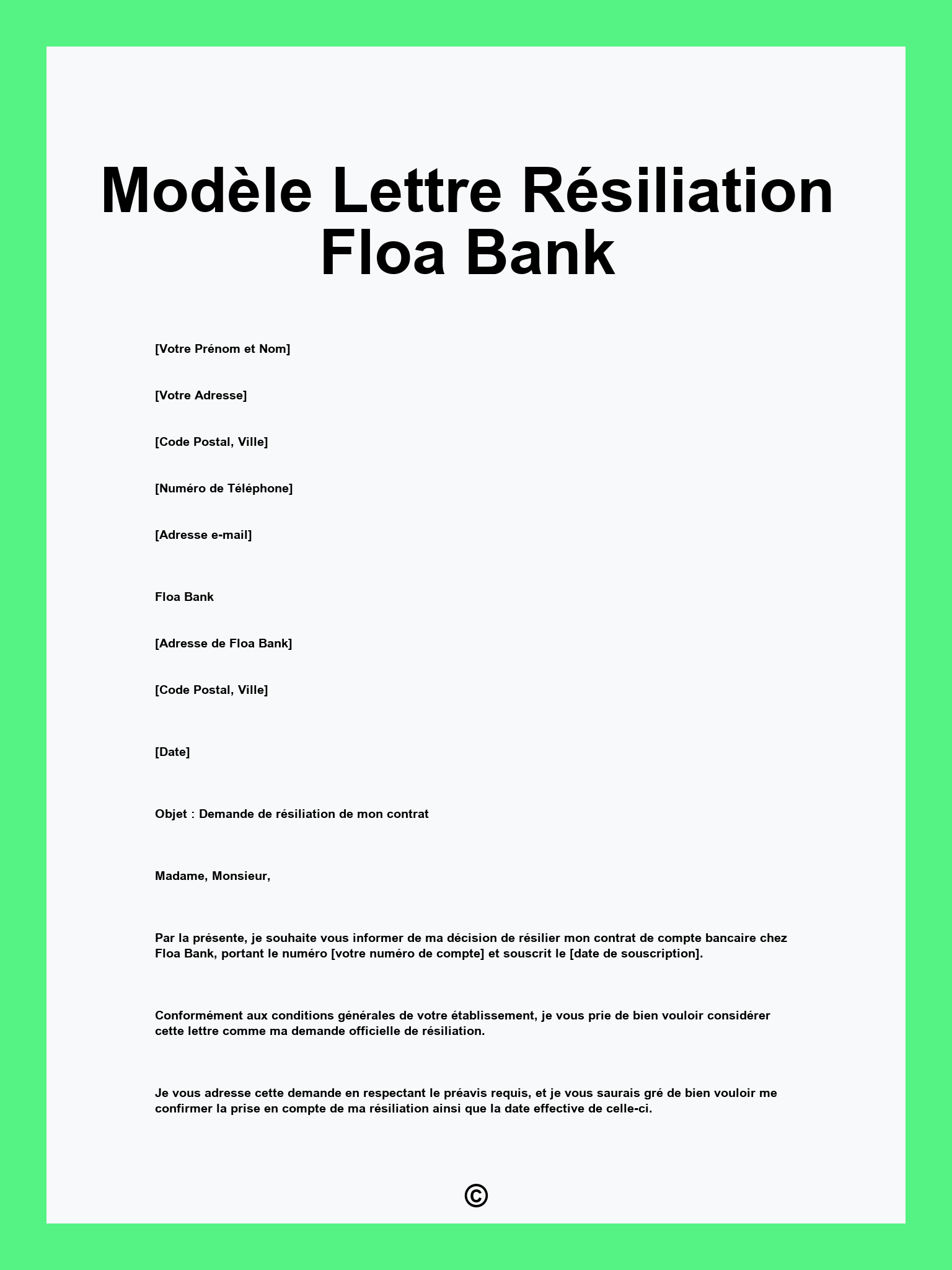 Modèle Lettre Résiliation Floa Bank