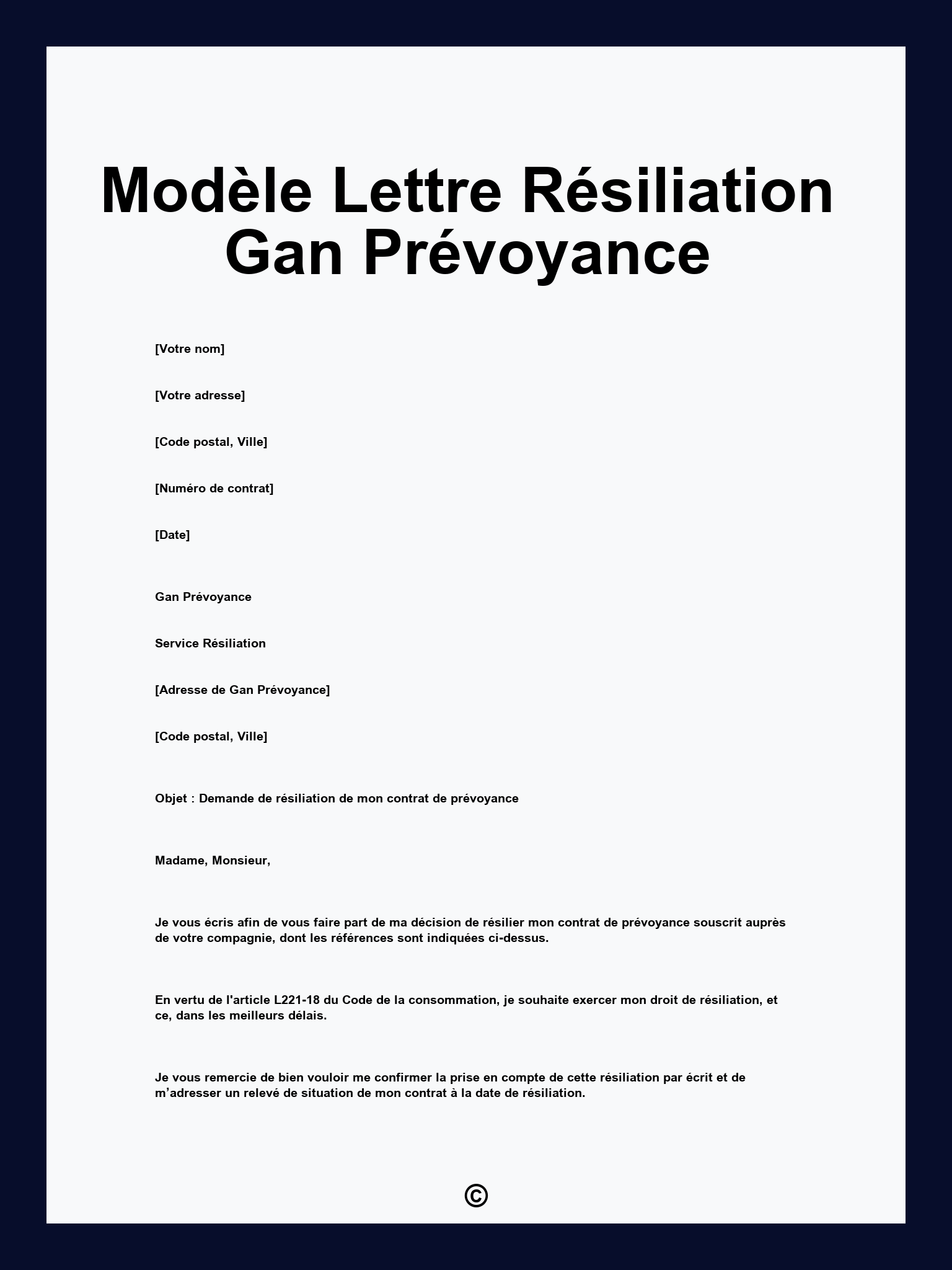 Modèle Lettre Résiliation Gan Prévoyance