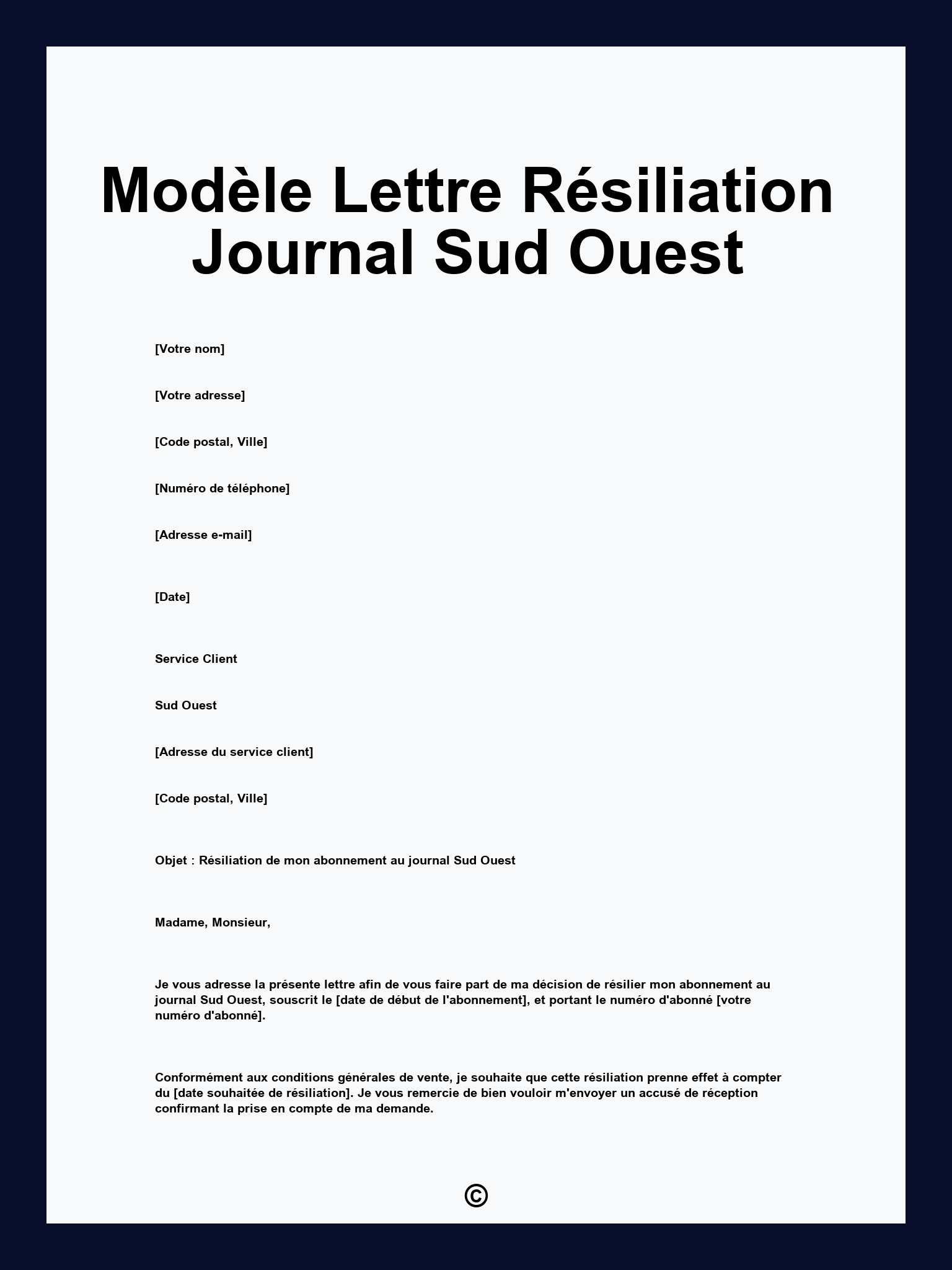 Modèle Lettre Résiliation Journal Sud Ouest