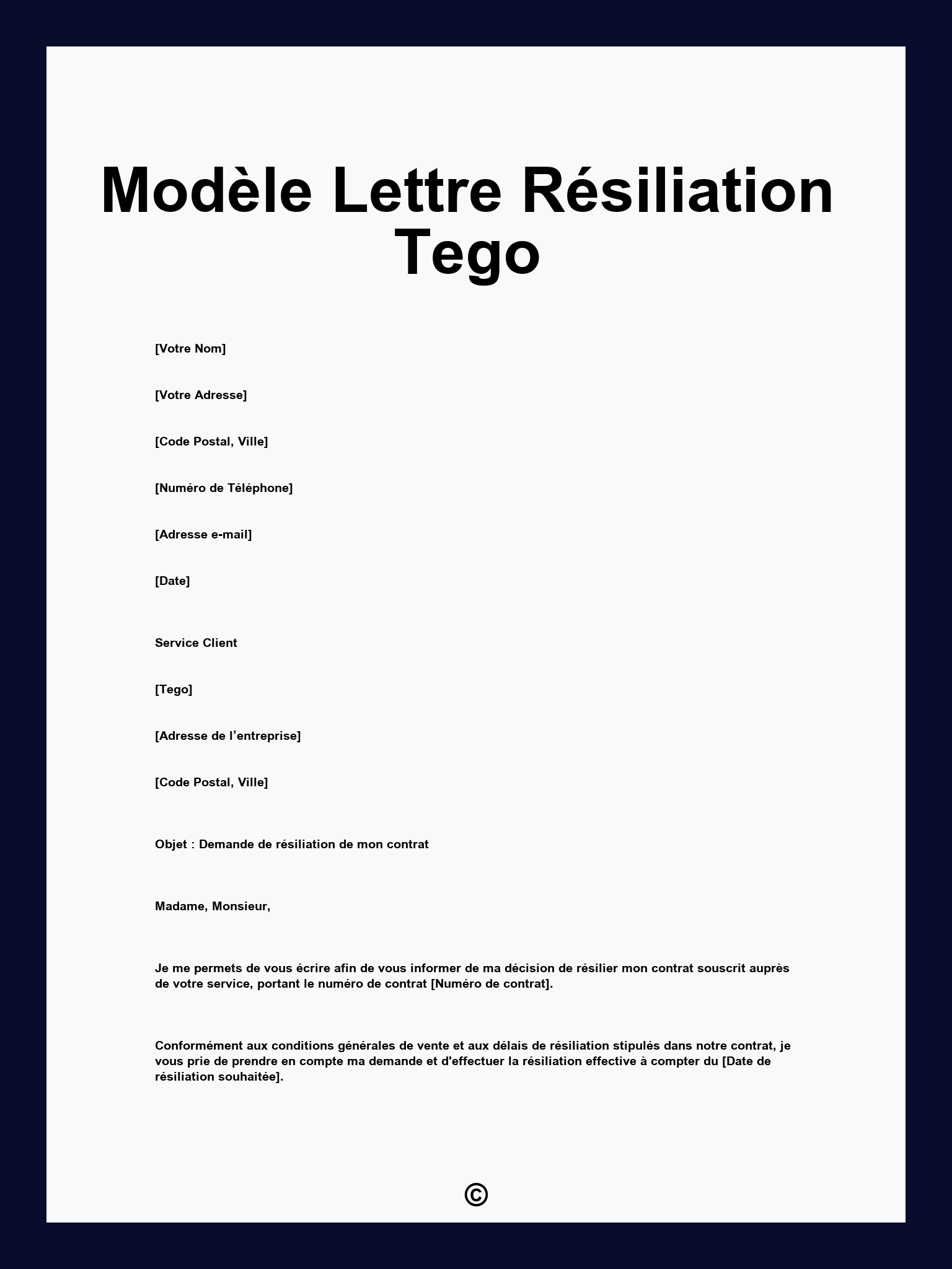 Modèle Lettre Résiliation Tego
