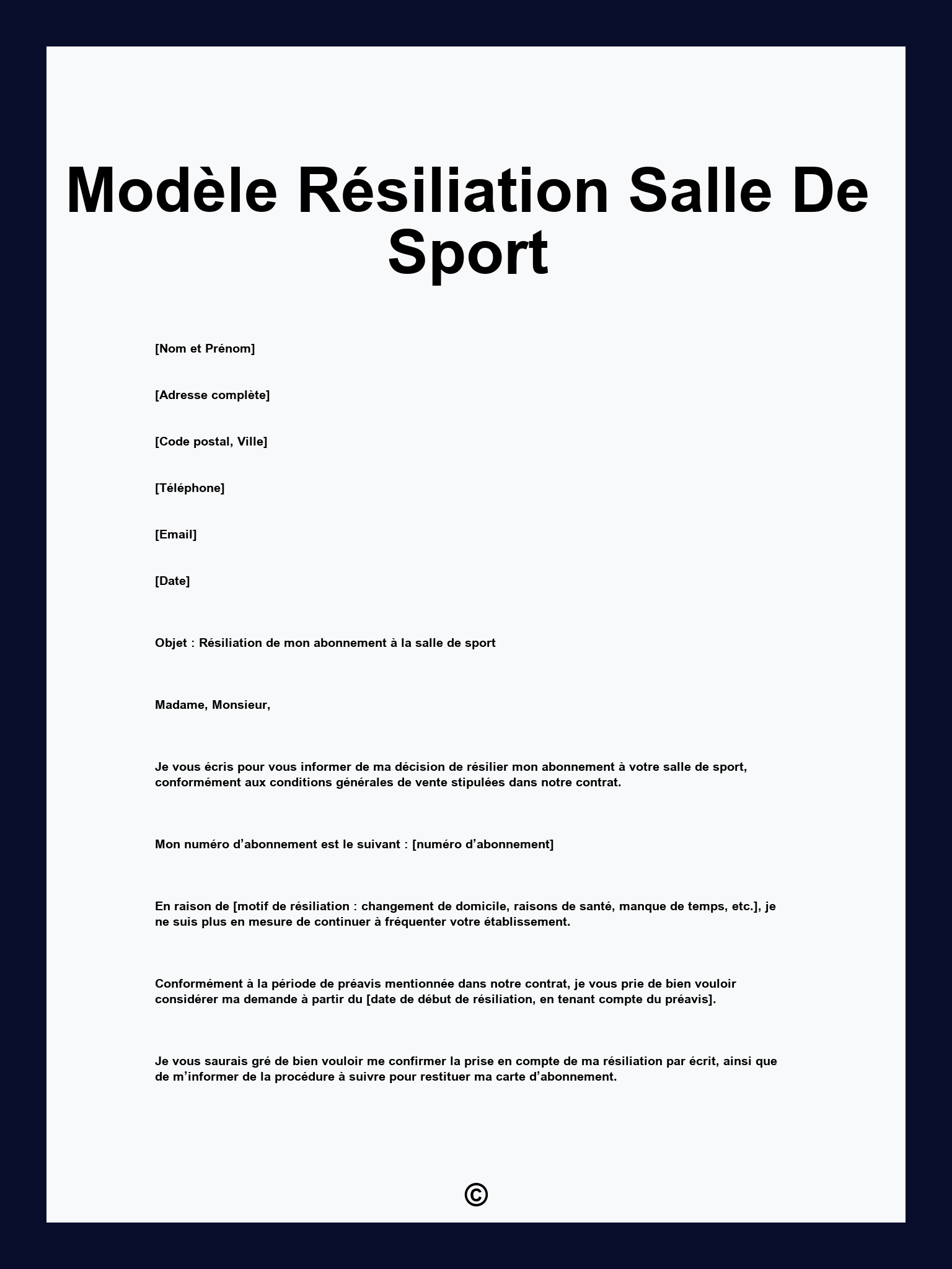 Modèle Résiliation Salle De Sport